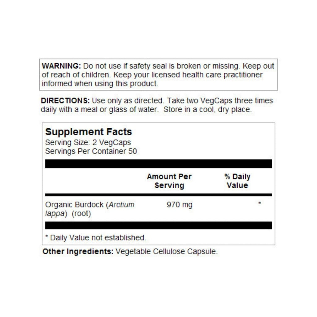 SOLARAY Racine de Bardane 485 mg 100 VegCaps