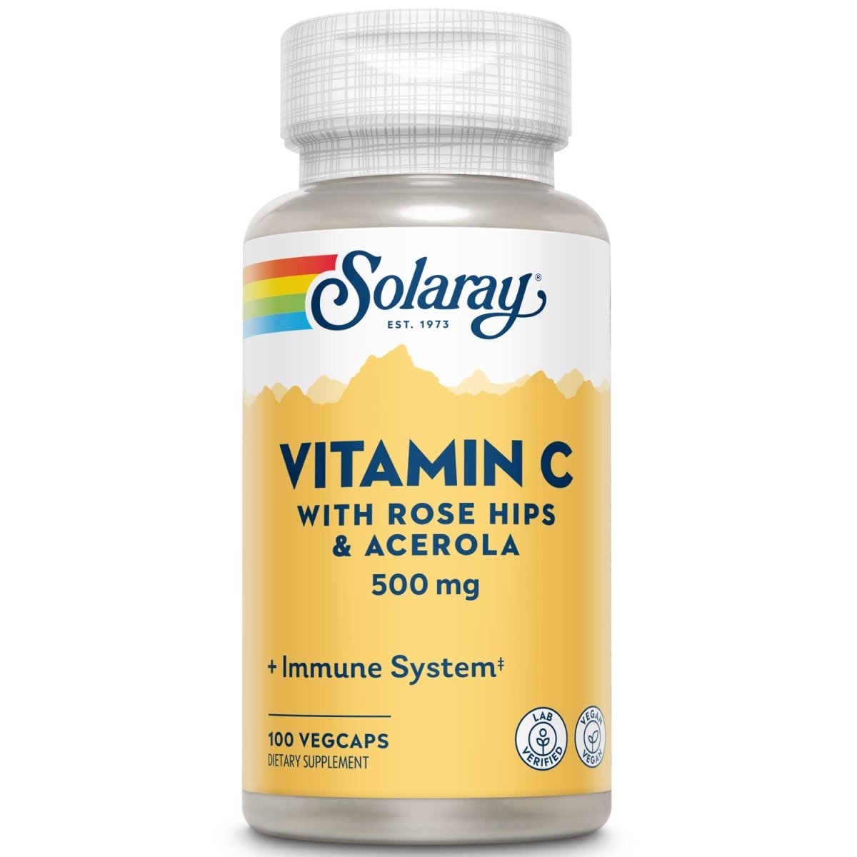 Solaray Vitamine C avec églantier et acérola tamponnée 500 mg - 100 gélules végétales