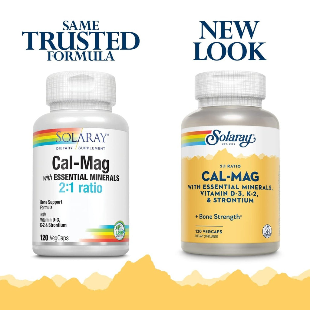 Solaray Cal-Mag with Essential Minerals 120 VegCaps, 30 Servings