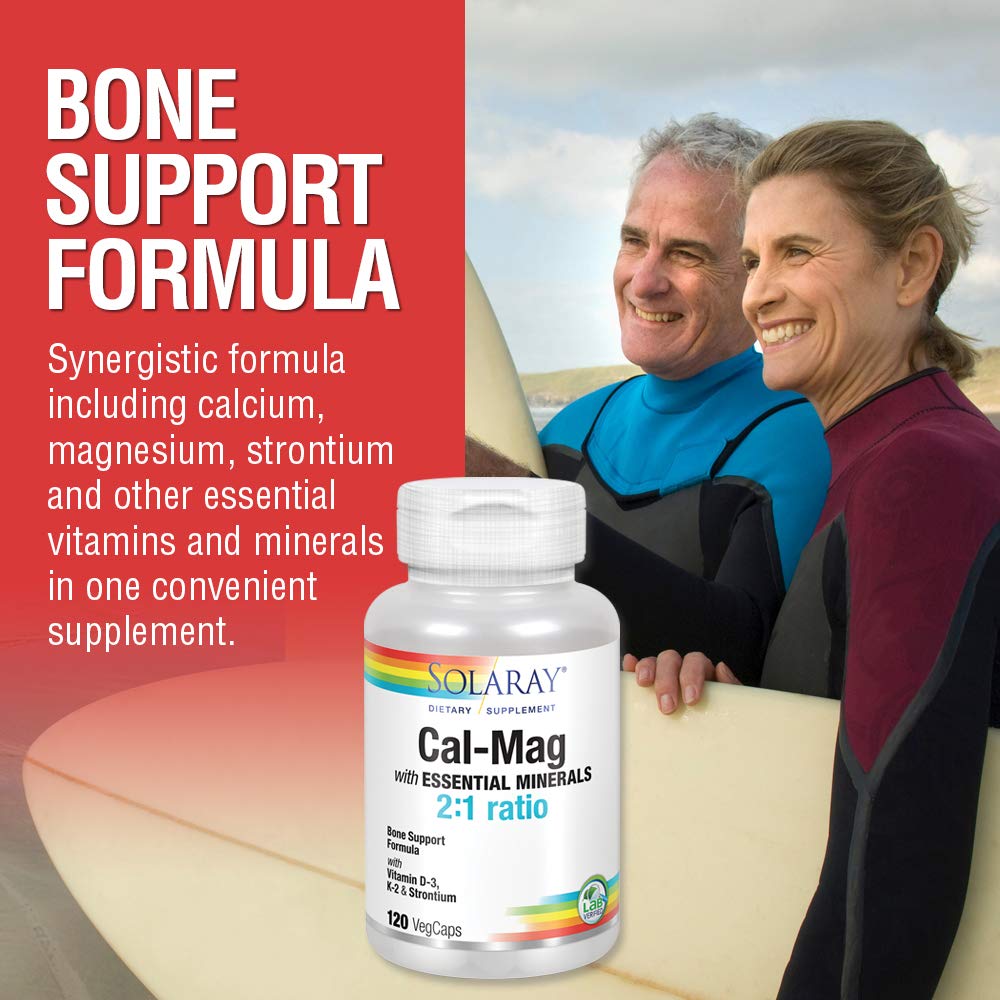 Solaray Cal-Mag with Essential Minerals 120 VegCaps, 30 Servings