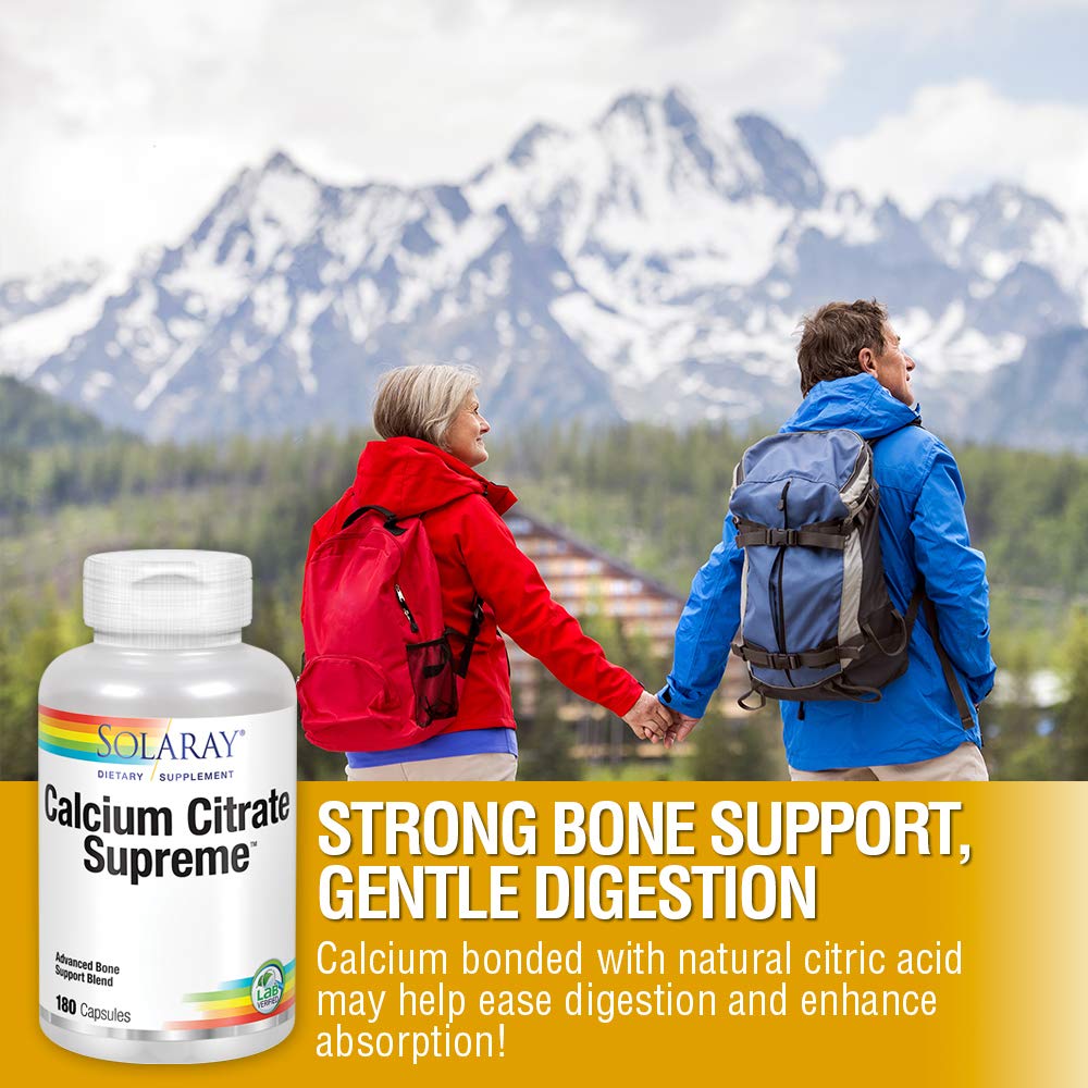 Solaray Calcium Citrate Supreme 800mg Mélange Avancé pour le Soutien Osseux 30 Portions 180 VégéCaps