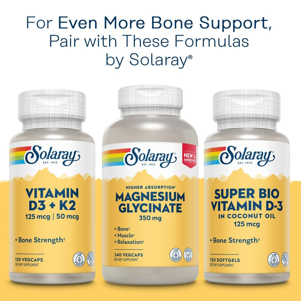 Solaray Citrate de Calcium avec Vitamine D3 1000mg, Soutien des Os et des Dents, du Cœur, des Muscles et des Nerfs, 60 portions, 240 Gélules Végétales