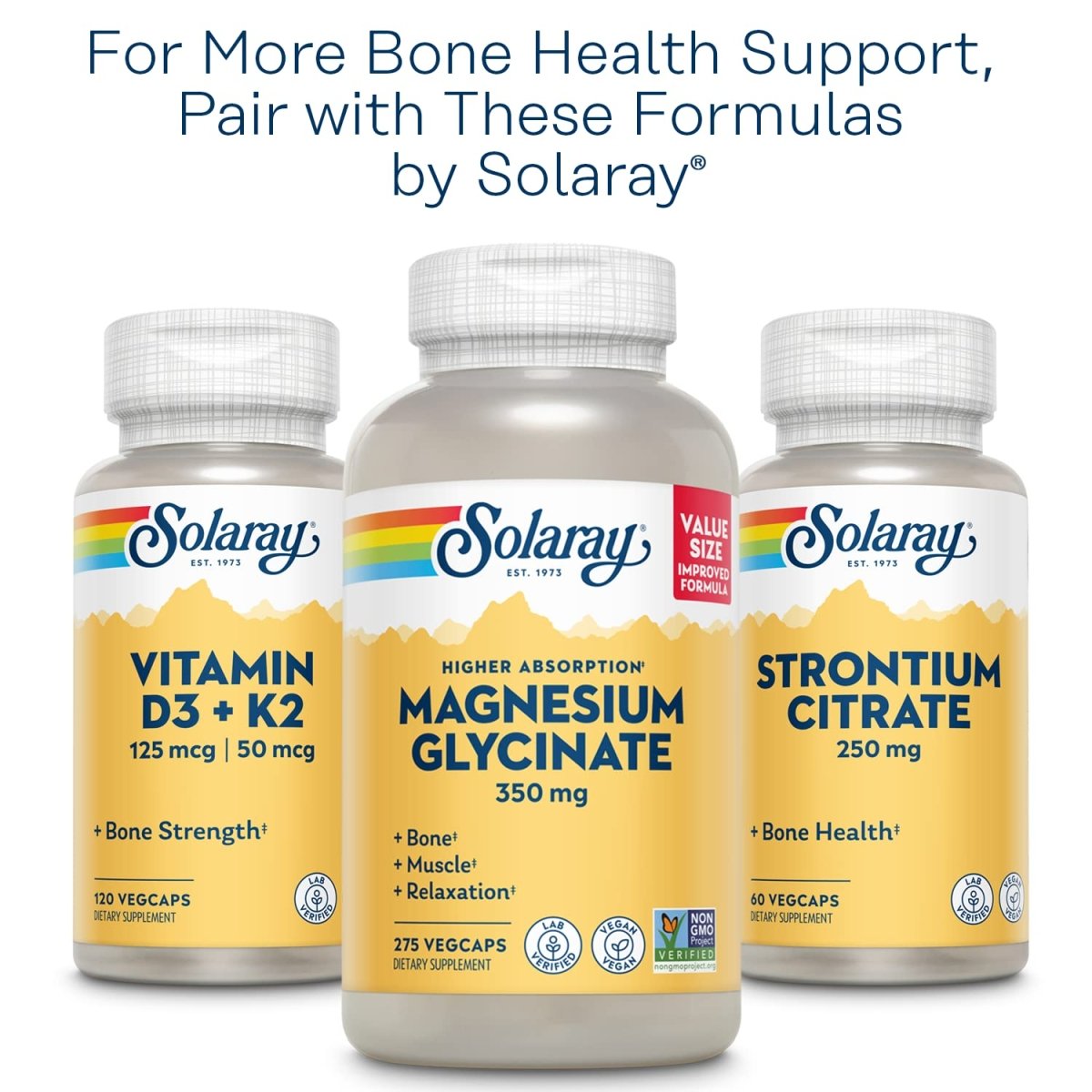 SOLARAY Citrate de Calcium et Magnésium avec Vitamine D-2, Ratio 1:1 pour la Santé des Os, Dents, Muscles et Fonctionnement du Système Nerveux, Haute Absorption, 180 Comprimés