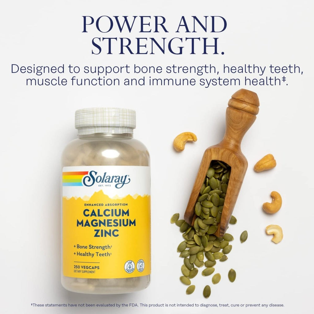 Solaray - Calcium Magnésium Zinc - 250 Gélules Végétariennes