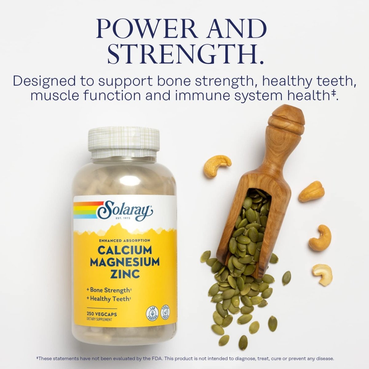 Solaray - Calcium Magnésium Zinc - 250 Gélules Végétariennes