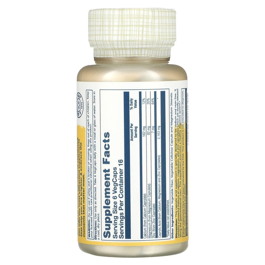 Solaray - Capryl Sodium-Free Resin-Free - 100 Vegetarian Capsules