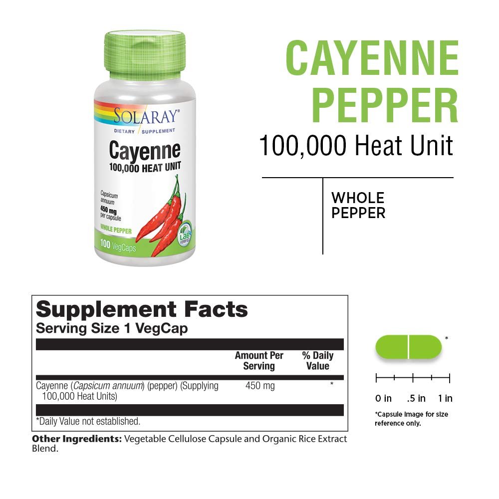 SOLARAY Poivre de Cayenne 450 mg 100 gélules végétales