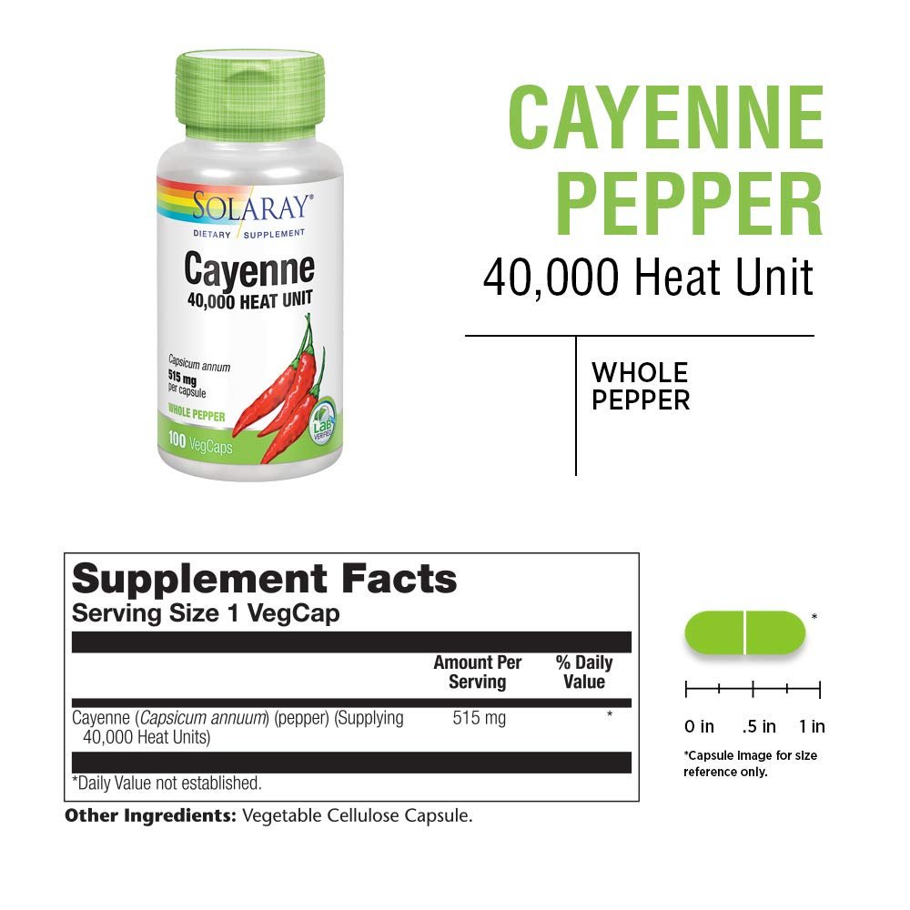SOLARAY Cayenne Pepper 515 mg 100 VegCaps