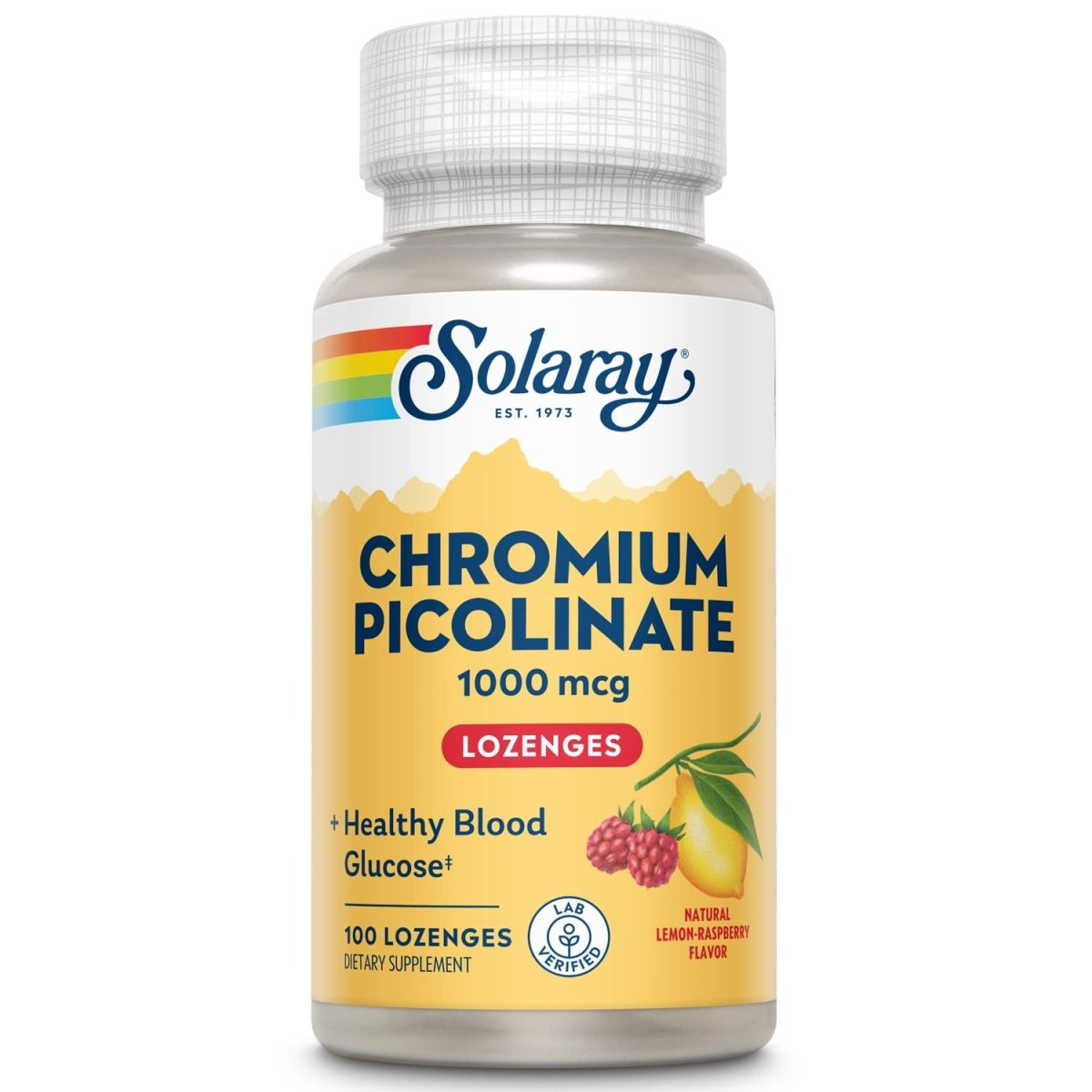 Pastilles de picolinate de chrome Solaray 1000 µg, 100 unités