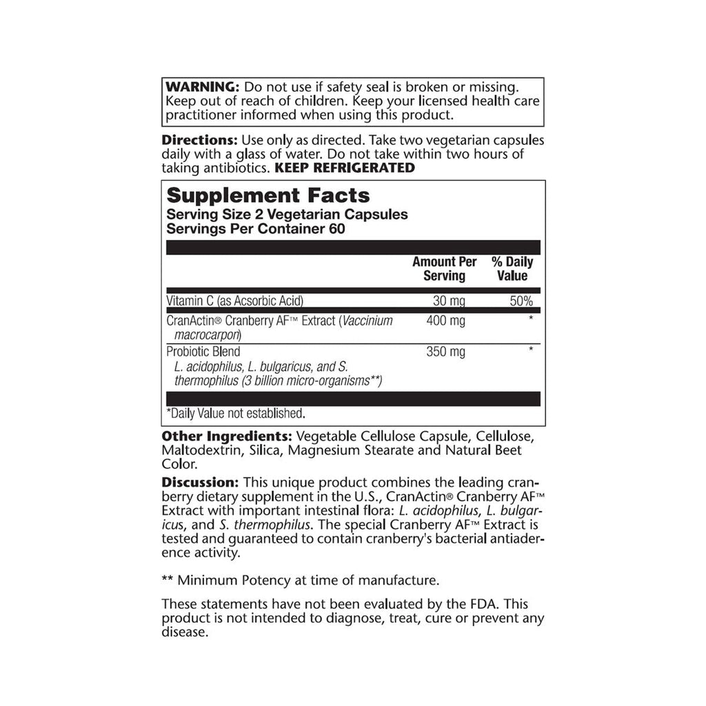 SOLARAY CranDophilus, Veg Cap (Btl-Plastic) 120ct