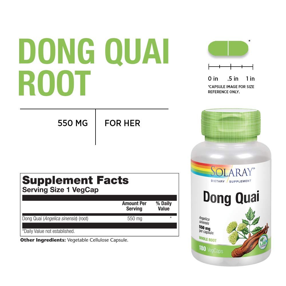 Solaray Dong Quai Root 550mg - 180 Vegan Capsules