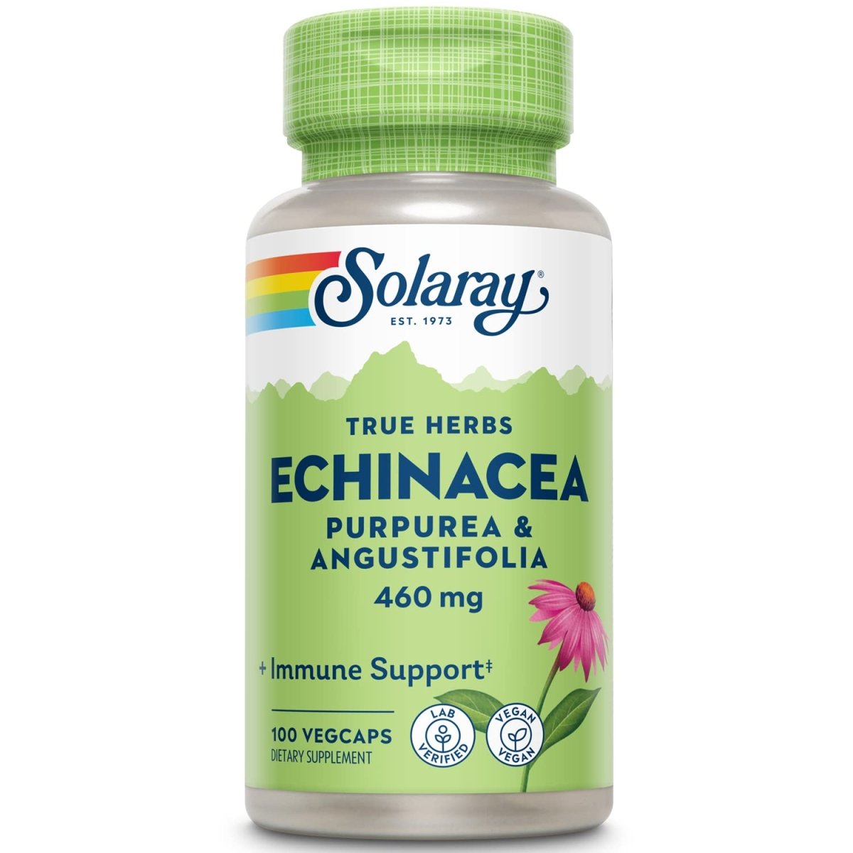 SOLARAY Echinacea Angustifolia & Purpurea Root, Veg Cap (Btl-Plastic) 460mg 100ct