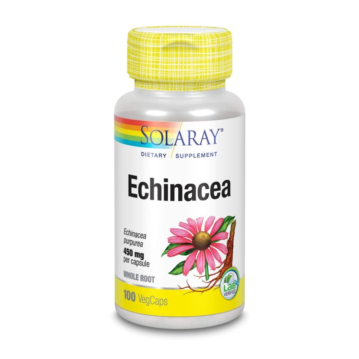 SOLARAY Gélules de racine d'échinacée - Soutien de la fonction immunitaire et respiratoire saine - Sans OGM, végan - 100 gélules, 50 portions