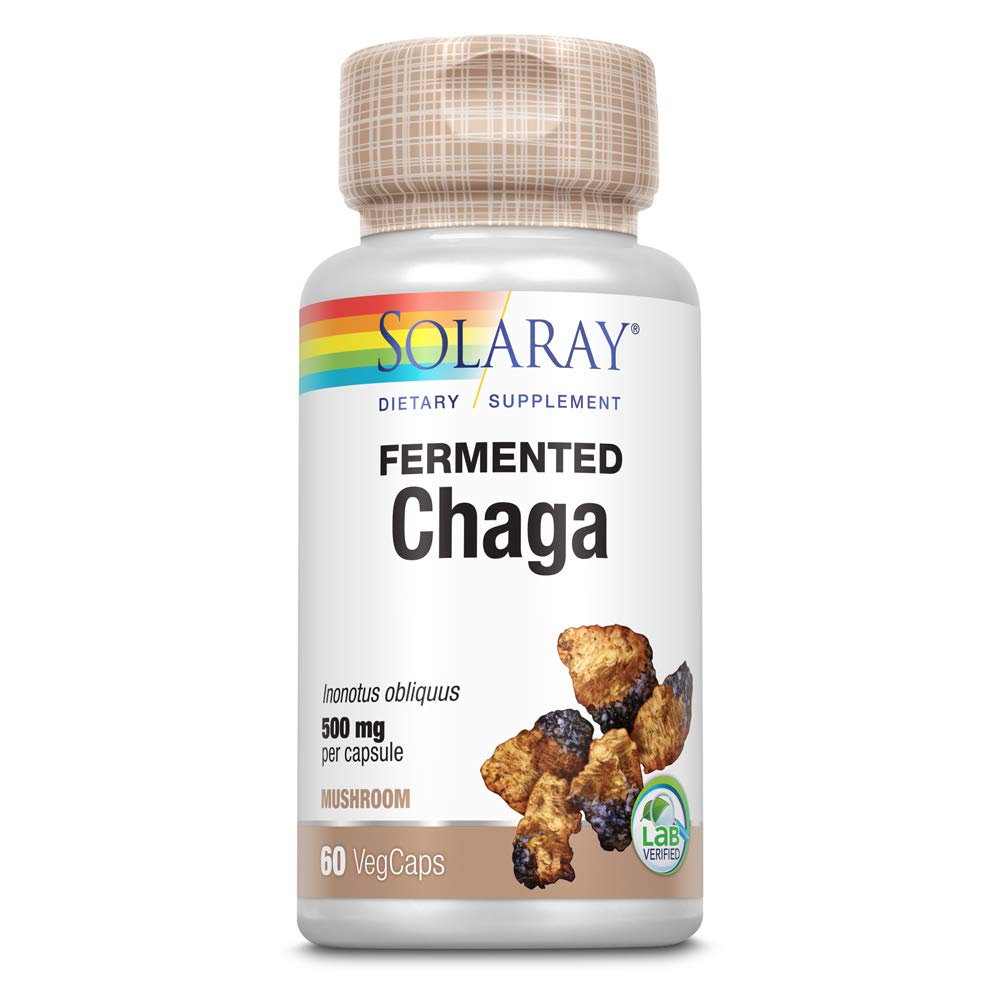 SOLARAY Chaga fermenté 500 mg 30 doses 60 gélules végétales
