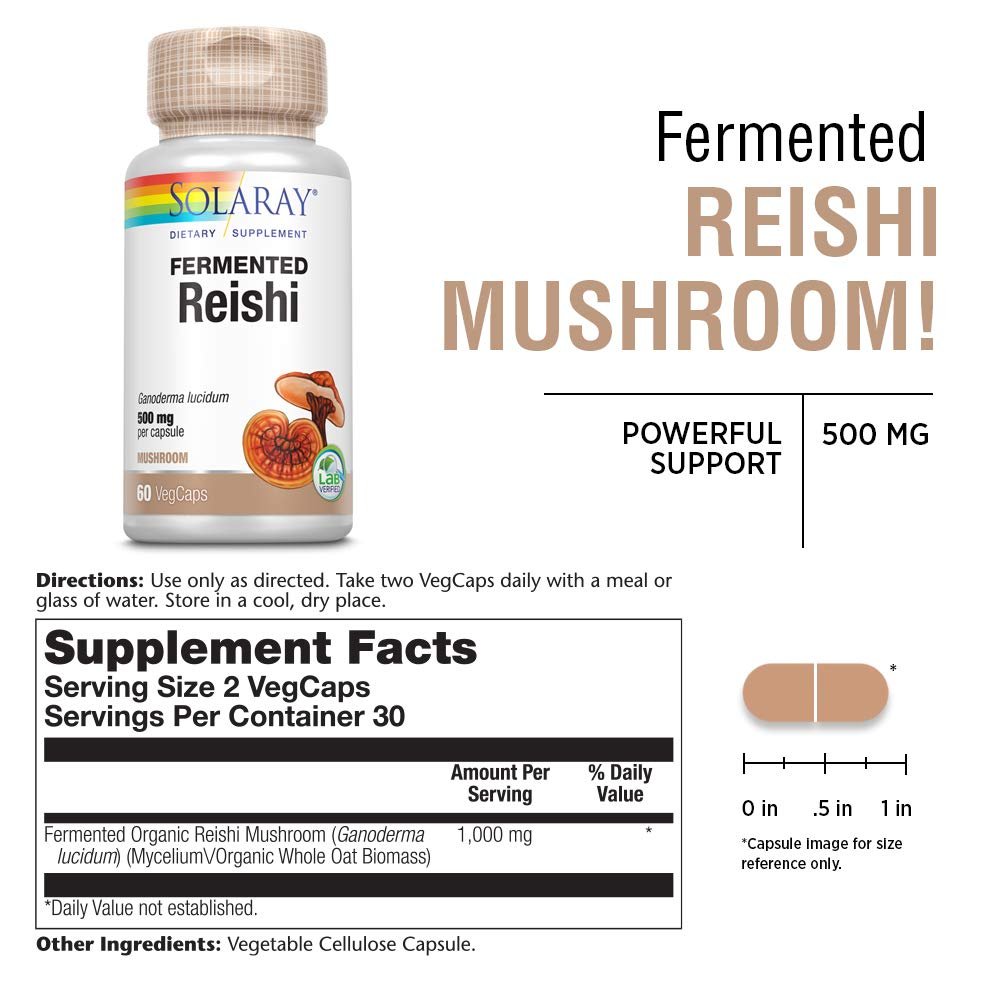 SOLARAY Fermented Reishi Mushroom 500mg 60 VegCaps