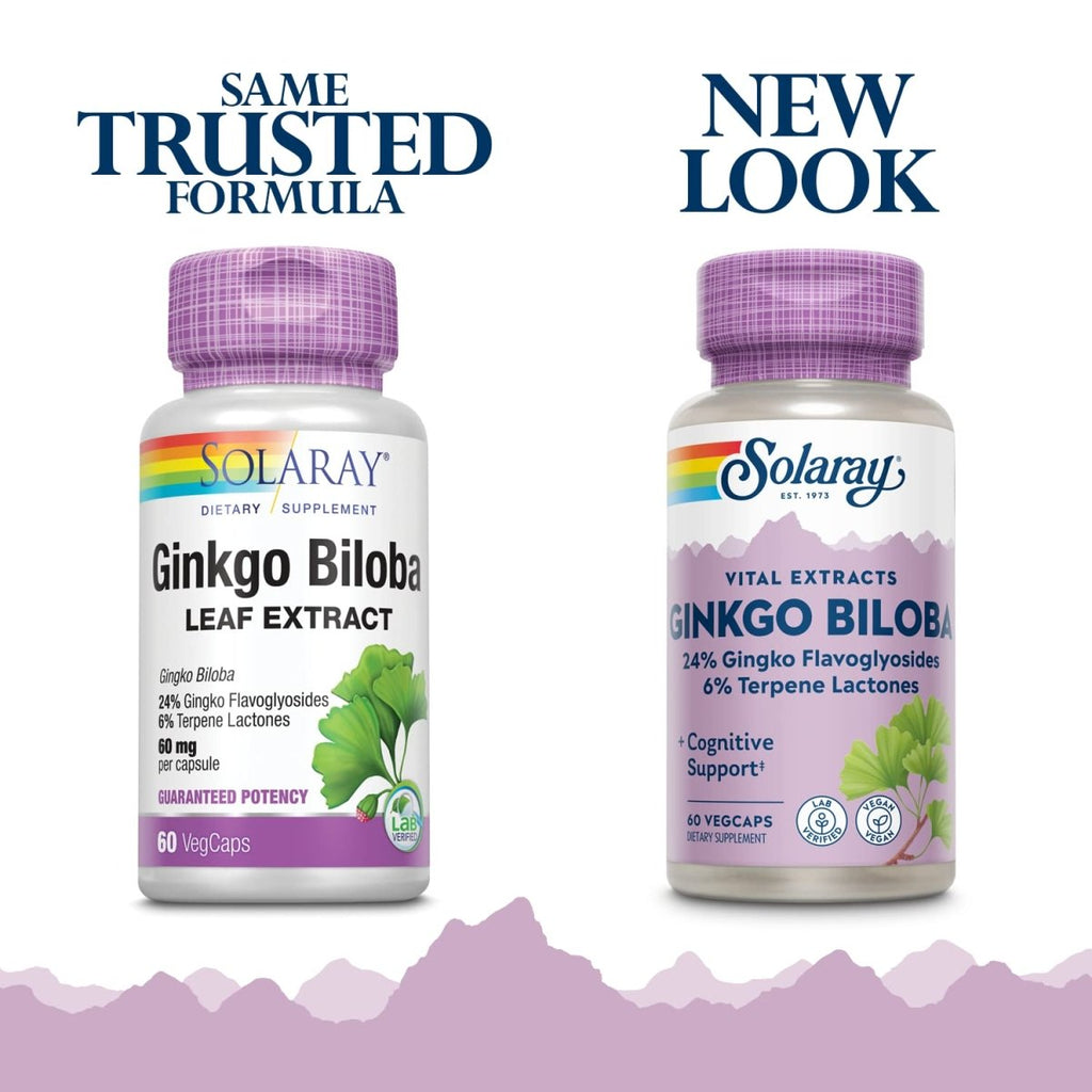 SOLARAY Ginkgo Biloba Extract, 60mg 60 Count
