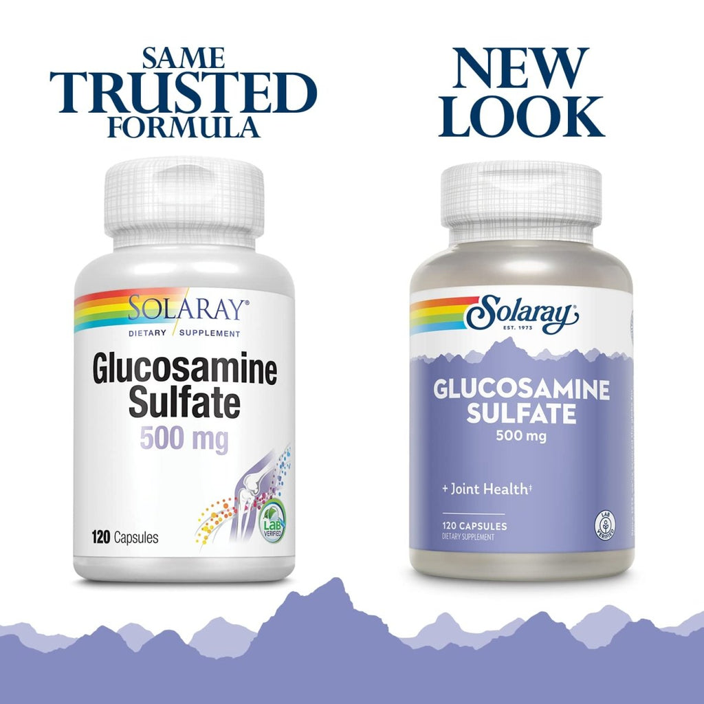 SOLARAY Glucosamine Sulfate 500 mg Favorise la souplesse et la résilience des articulations (60 portions, 120 gél.)