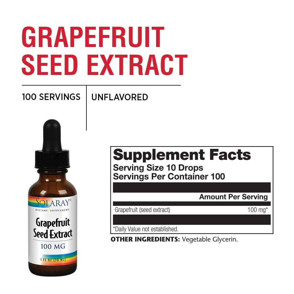 Solaray Grapefruit Seed Extract 100mg 100 Servings 1 Fl. Oz.