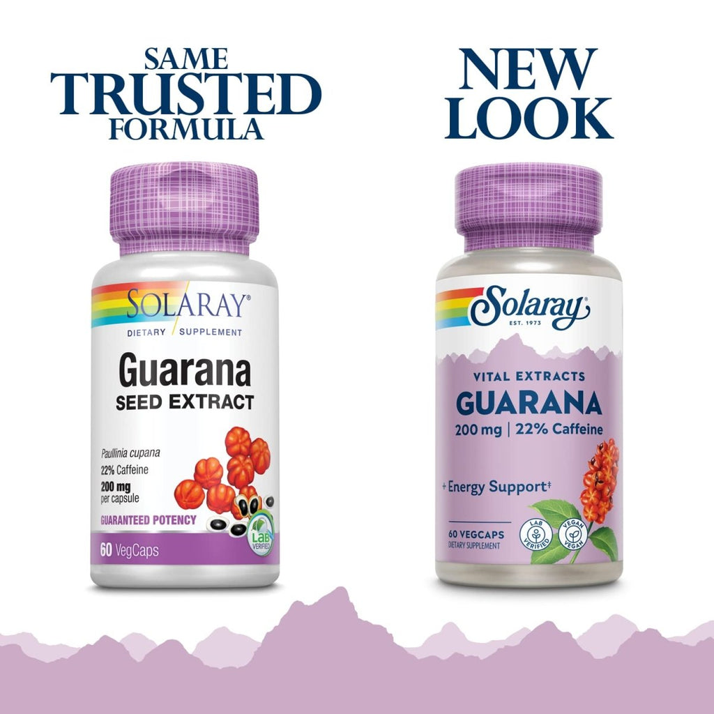 SOLARAY Extrait de Graine de Guarana 300mg 44 mg de Caféine 60 Gélules Végétales