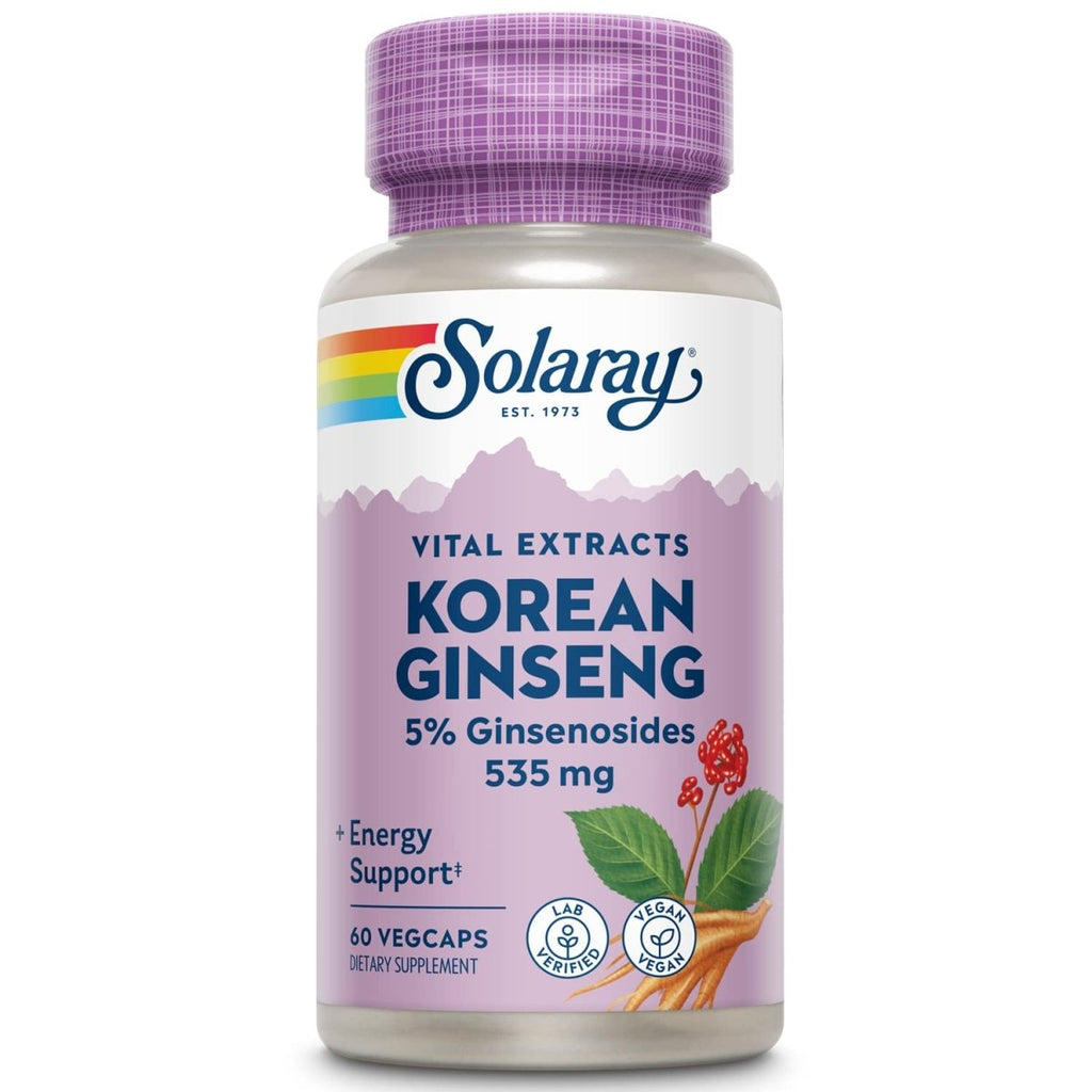 SOLARAY Guaranteed Potency Ginseng Root Extract Korean, Veg Cap (Btl-Plastic) 500mg 60ct