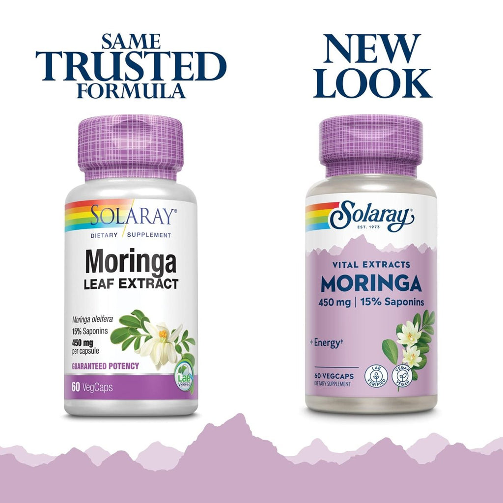 SOLARAY Guaranteed Potency Moringa Leaf Extract, Veg Cap (Btl-Plastic) 450mg 60ct