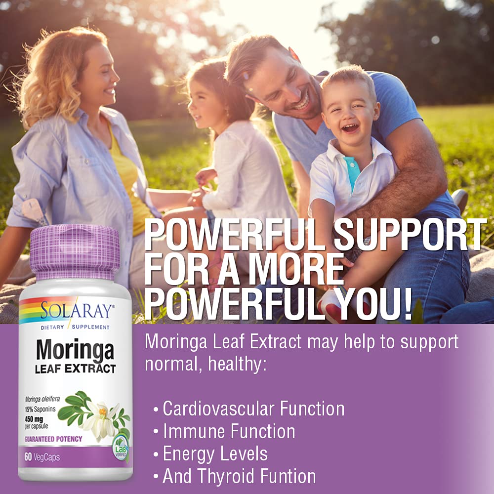 SOLARAY Guaranteed Potency Moringa Leaf Extract, Veg Cap (Btl-Plastic) 450mg 60ct