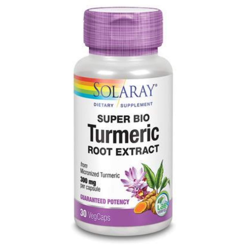 SOLARAY Super Curcuma Bio garantie sans OGM, Microfin (Flacon plastique) 300 mg 30 gélules végétales