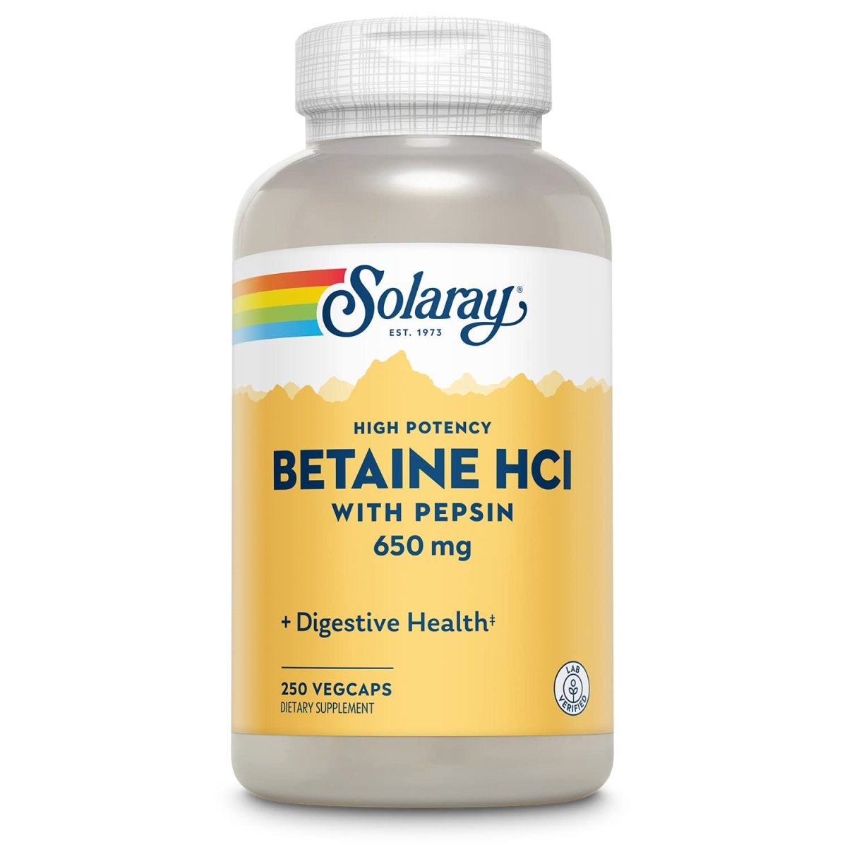 Solaray High Potency Betaine HCL with Pepsin - 250 VegCaps