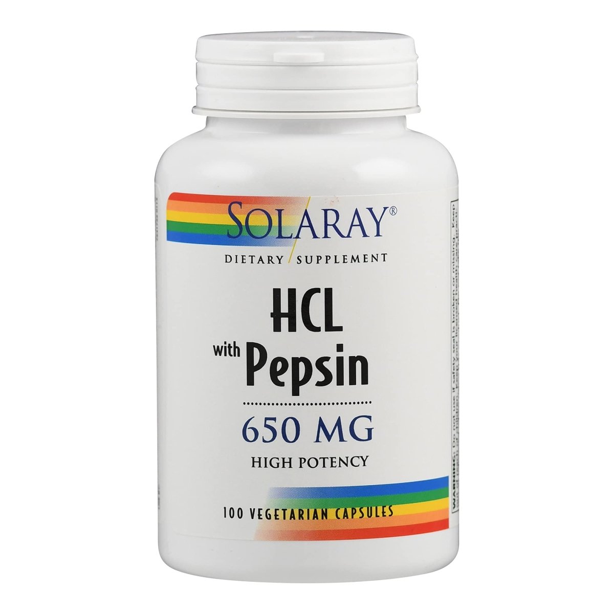 Solaray HCL Haute Puissance + Pepsine 650 mg VCapsules, 100 unités