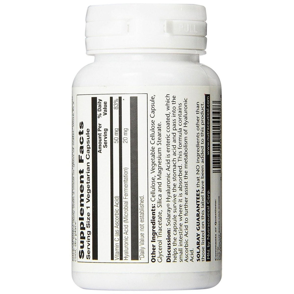 Solaray Acide Hyaluronique - 20 mg - 30 Gélules Végétales