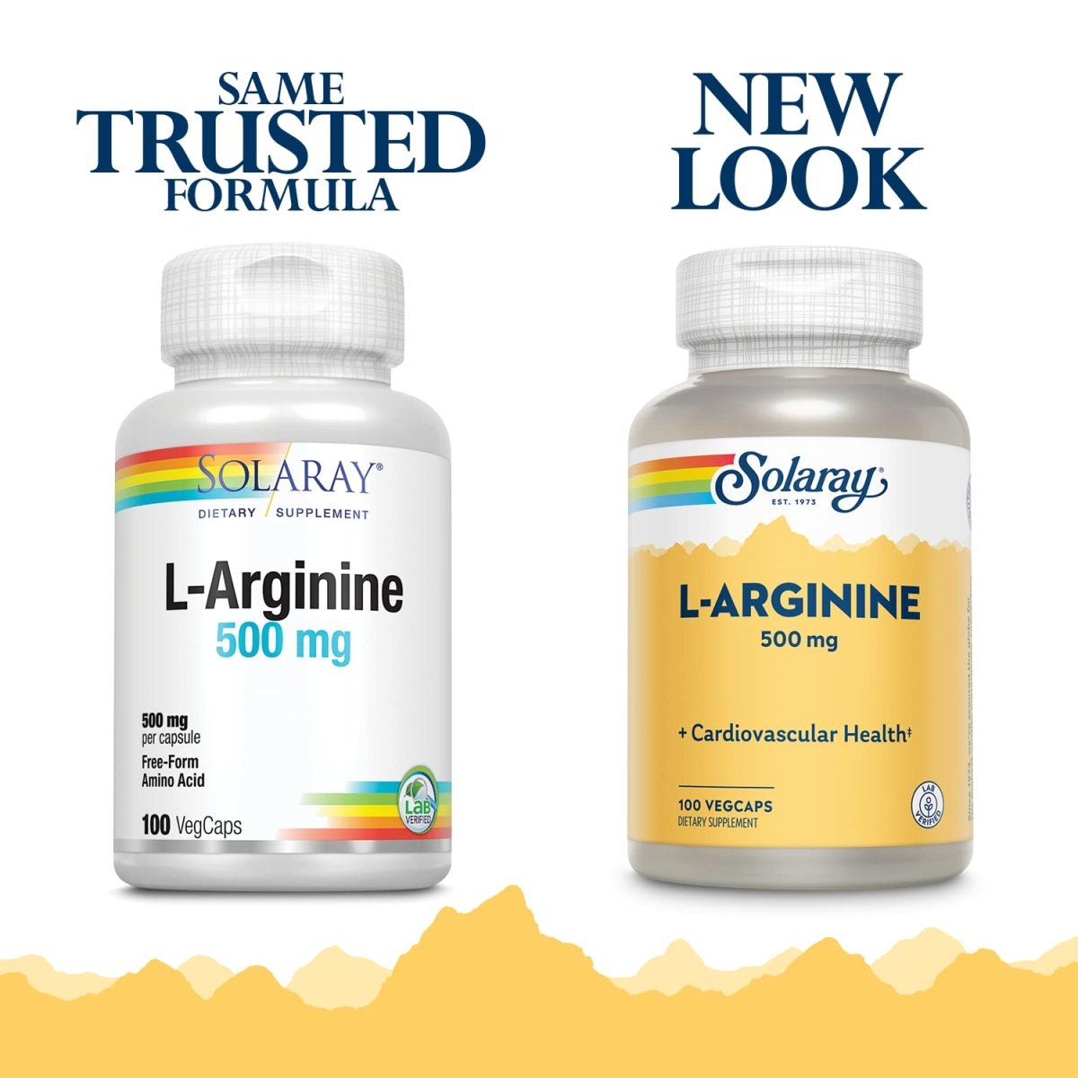 SOLARAY L-Arginine 500 mg, Complément d'Oxyde Nitrique, Endurance, Énergie, Soutien Cardiaque, 100 Portions, 100 Gélules Végétales