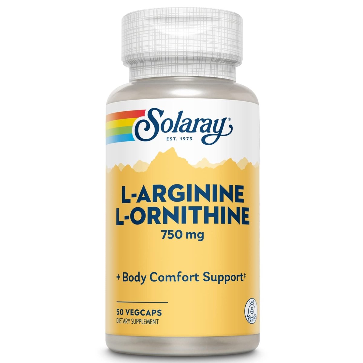 SOLARAY L-Arginine et L-Ornithine, gélules végétales (flacon plastique) 50 capsules