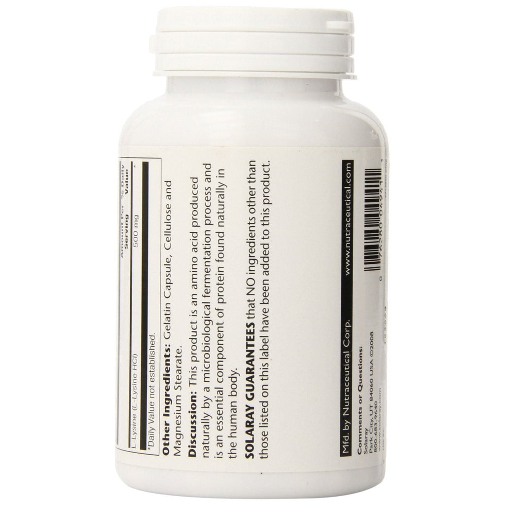 SOLARAY L-Lysine 500mg 120 VegCaps