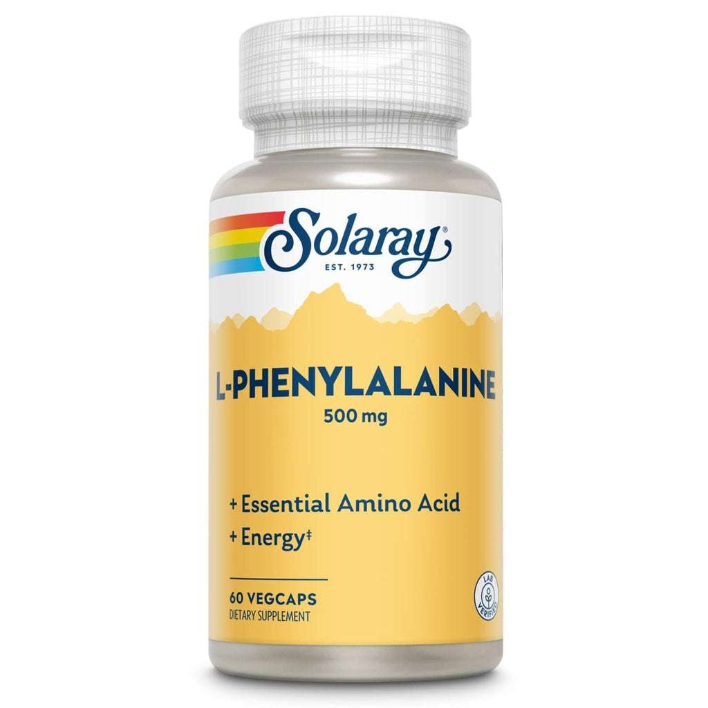 SOLARAY L-Phénylalanine 500 mg – Acide aminé pour l'humeur et les fonctions cérébrales – 60 végicapsules