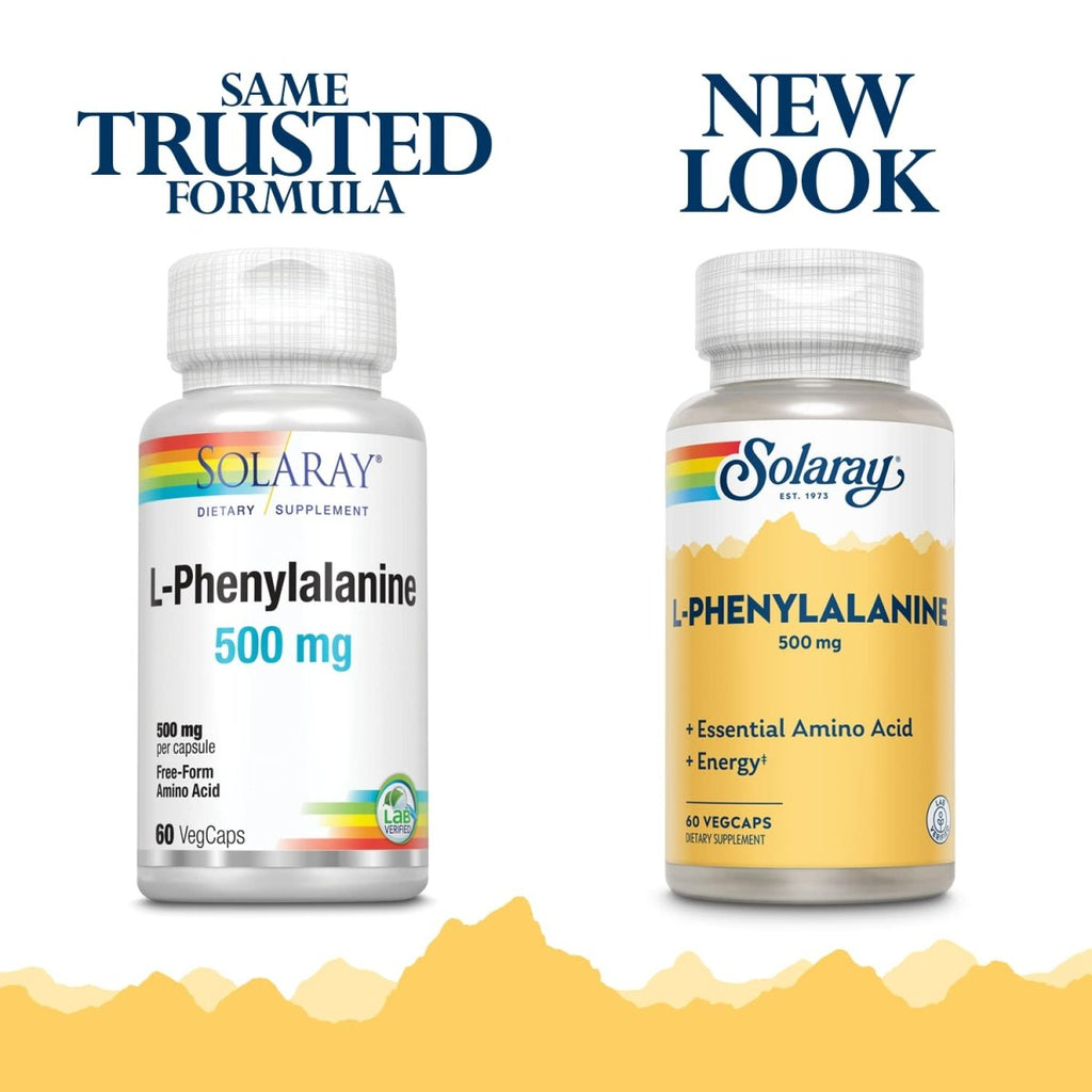 SOLARAY L-Phénylalanine 500 mg – Acide aminé pour l'humeur et les fonctions cérébrales – 60 végicapsules