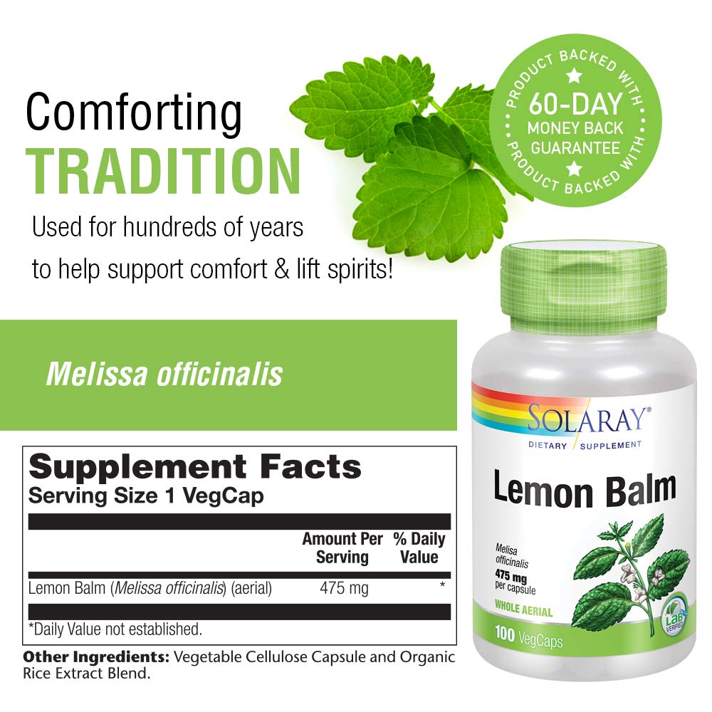 Mélisse Officinale Aérienne SOLARAY 475mg 100 GÉLULES