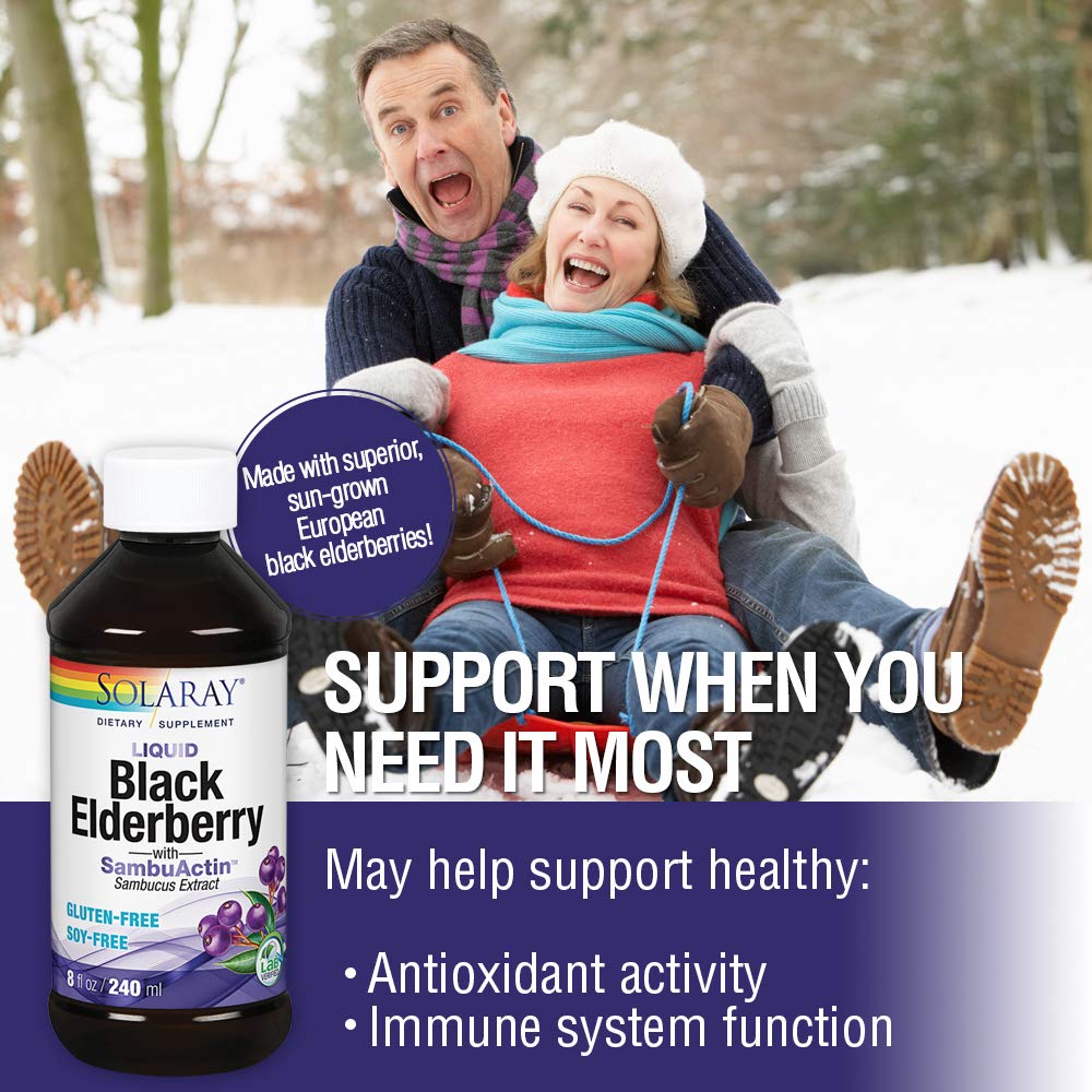 SOLARAY Liquid Black Elderberry Extract 24 Servings 8 fl oz