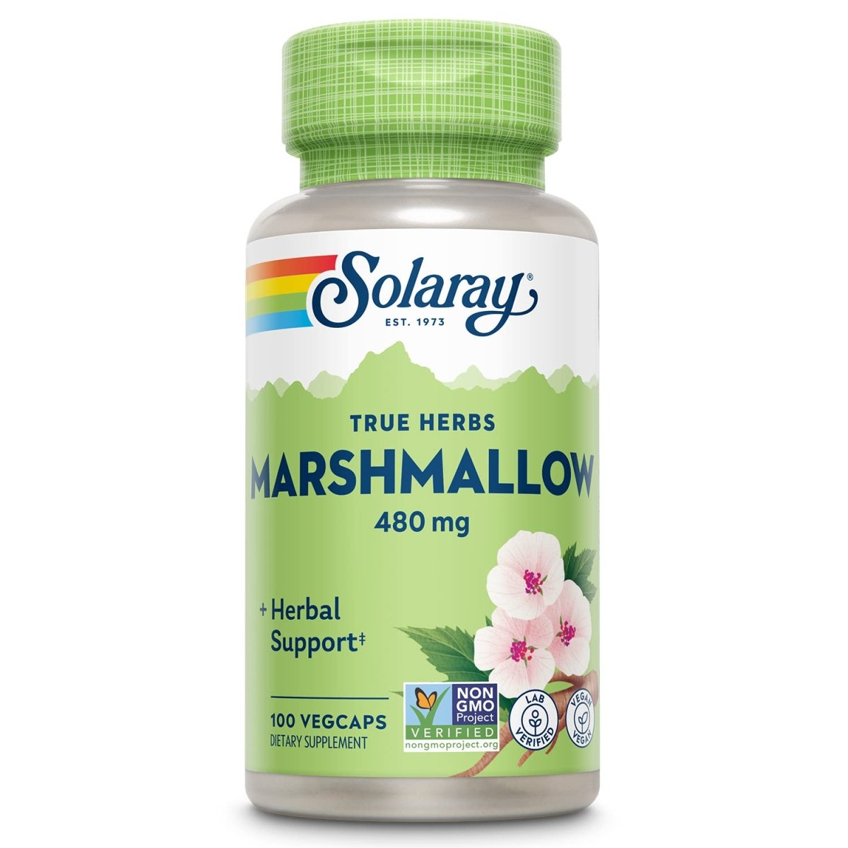 SOLARAY Racine de guimauve 480 mg Soutien de la fonction respiratoire saine et de la digestion Sans OGM et végétalien 100 VegCaps