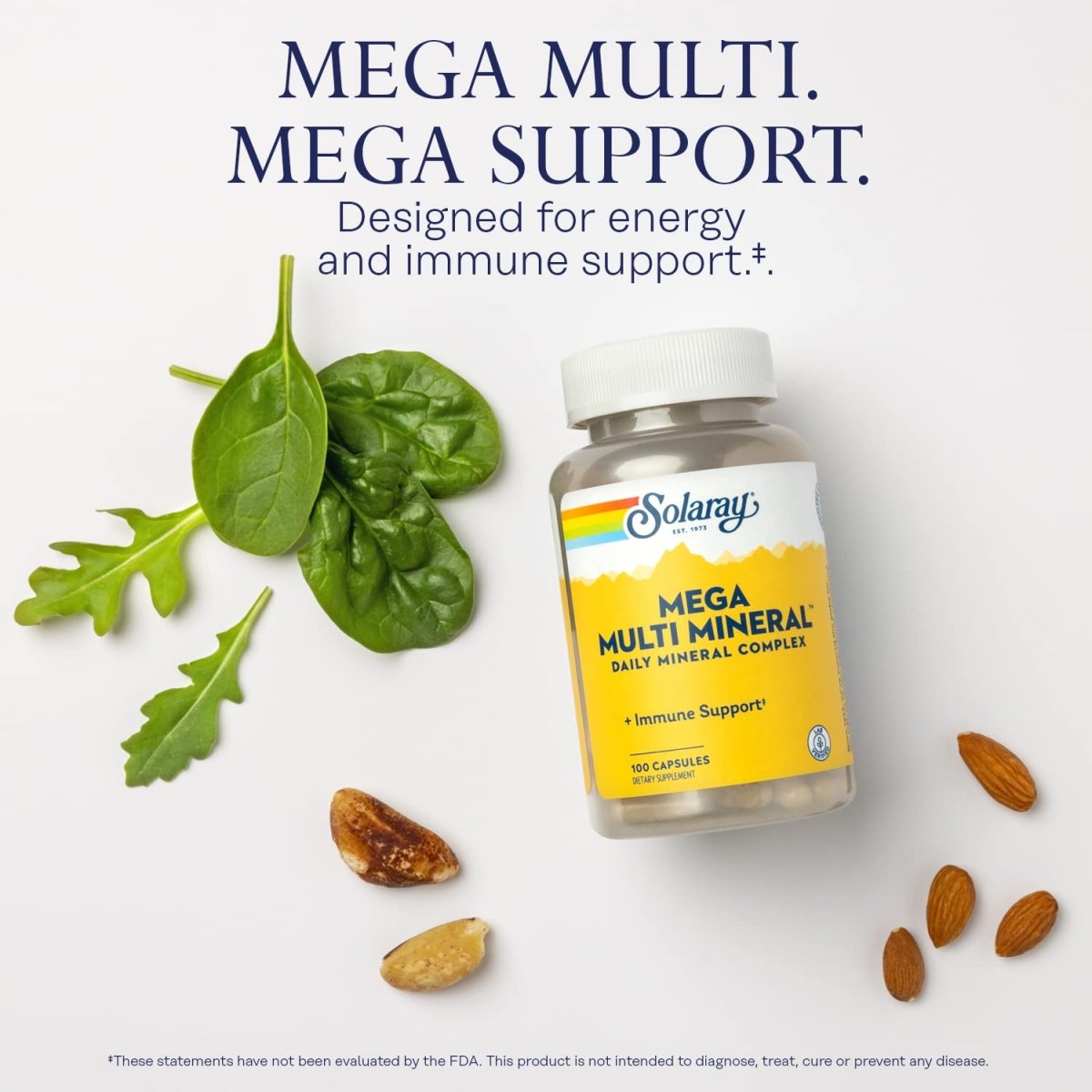 Solaray Mega Multi Mineral, 200 gélules (25 portions, 100 gélules)