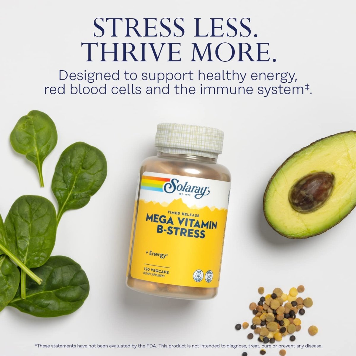 SOLARAY Mega Vitamine B-Stress, 120 VegCaps
