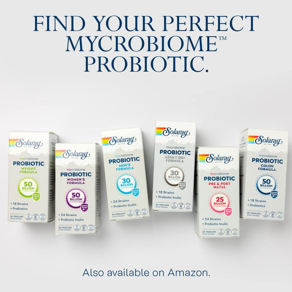 SOLARAY Mycrobiome Probiotiques formule pré et postnatale, probiotiques prénataux pour femmes, bien-être de la grossesse, allaitement, soutien du stress, de l'humeur et de la digestion, 25 milliards d'UFC, 30 portions, 30 gélules végétales