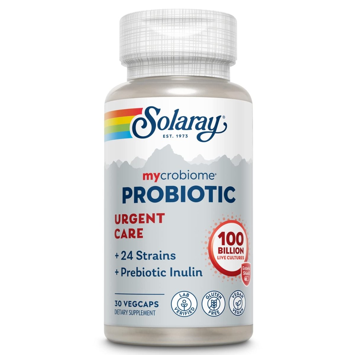 SOLARAY Mycrobiome Probiotiques Soin Urgent - 100 milliards d'UFC pour le soutien digestif et immunitaire 30 gélules