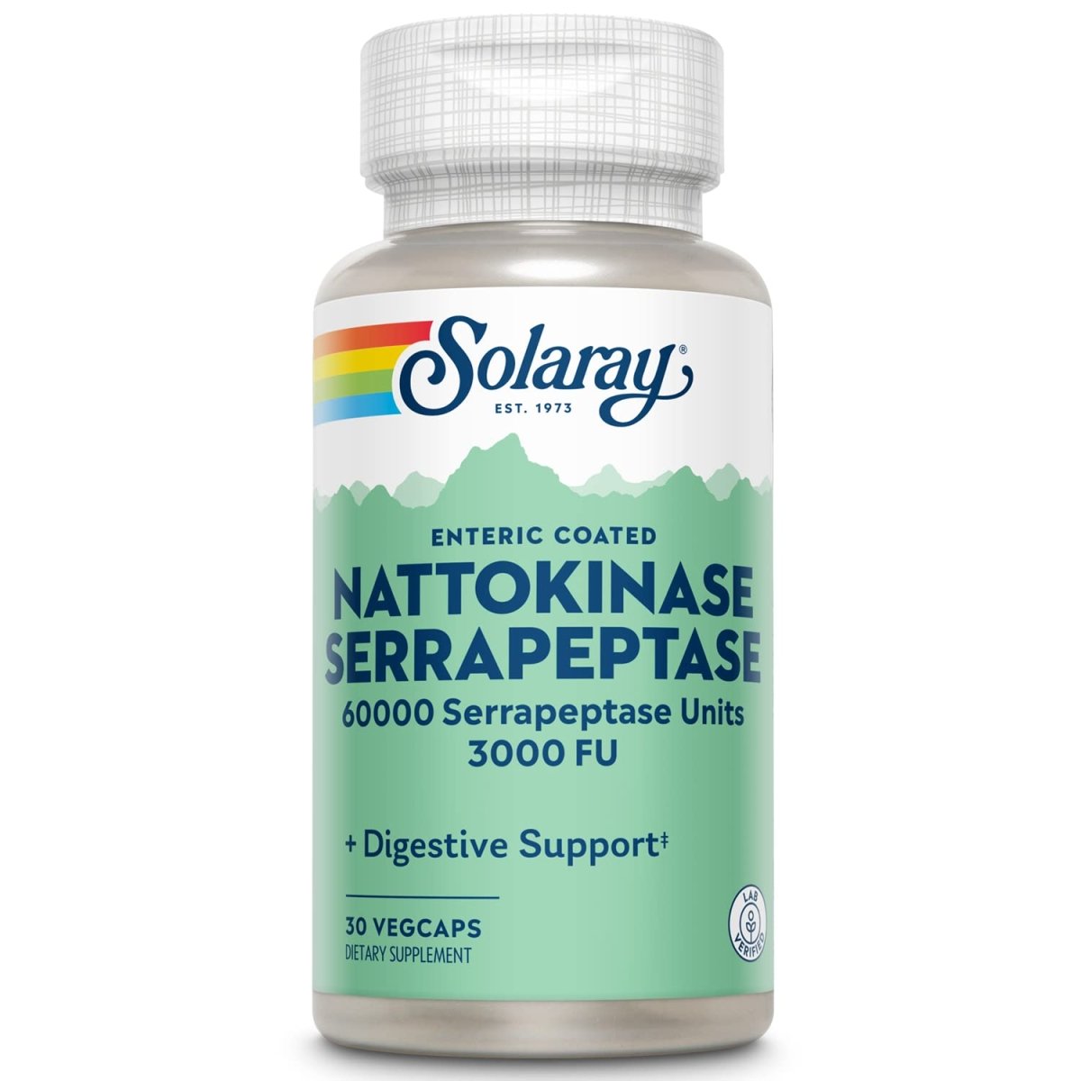 SOLARAY Nattokinase et Serrapeptase Complément 30 Comprimés