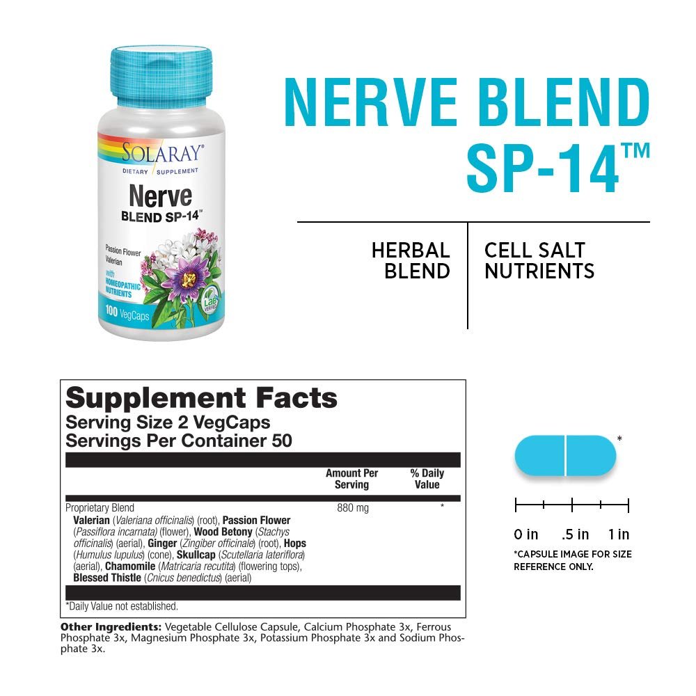SOLARAY Mélange pour les nerfs SP-14 100 VegCaps