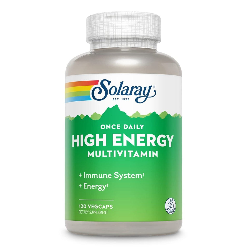 SOLARAY Multivitamine haute énergie quotidienne unique, soutien du système immunitaire et de l'énergie, ingrédients à base d'aliments entiers et d'herbes, multivitamines pour hommes et femmes, 120 portions, 120 VegCaps