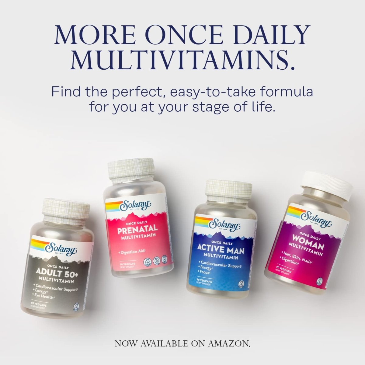 SOLARAY Multivitamine haute énergie quotidienne, soutien du système immunitaire et de l'énergie, ingrédients à base d'aliments complets et d'herbes, multivitamines pour hommes et femmes, 30 portions, 30 VegCaps