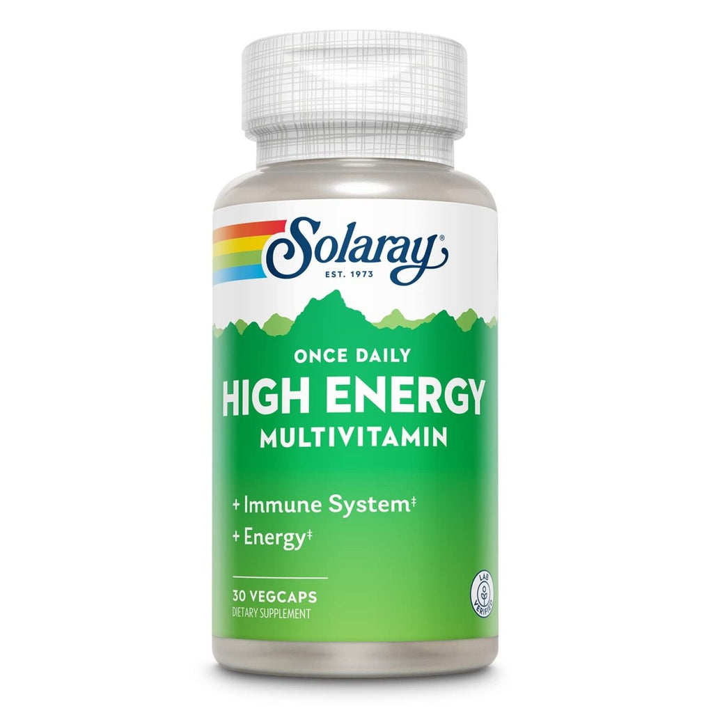 SOLARAY Multivitamine haute énergie quotidienne, soutien du système immunitaire et de l'énergie, ingrédients à base d'aliments complets et d'herbes, multivitamines pour hommes et femmes, 30 portions, 30 VegCaps