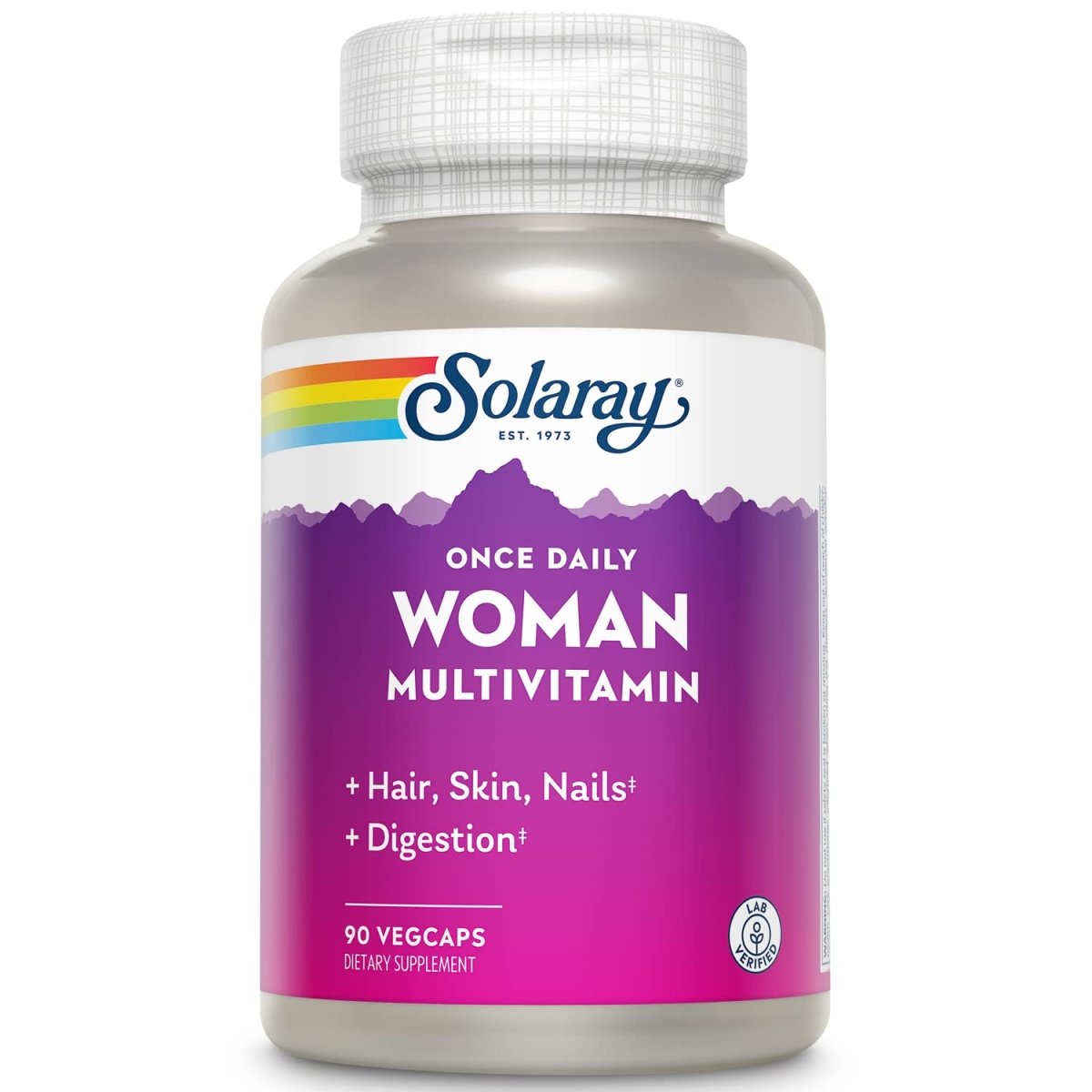 Solaray Once Daily Femme Multivitamine avec Fer, Multivitamine pour Femmes avec Mélange Cheveux, Peau & Ongles, Mélange d'Enzymes & Base d'Aliments Complets, Soutien Énergétique, Immunitaire & Digestif Sain, 90 Portions, 90 Gélules Végétales