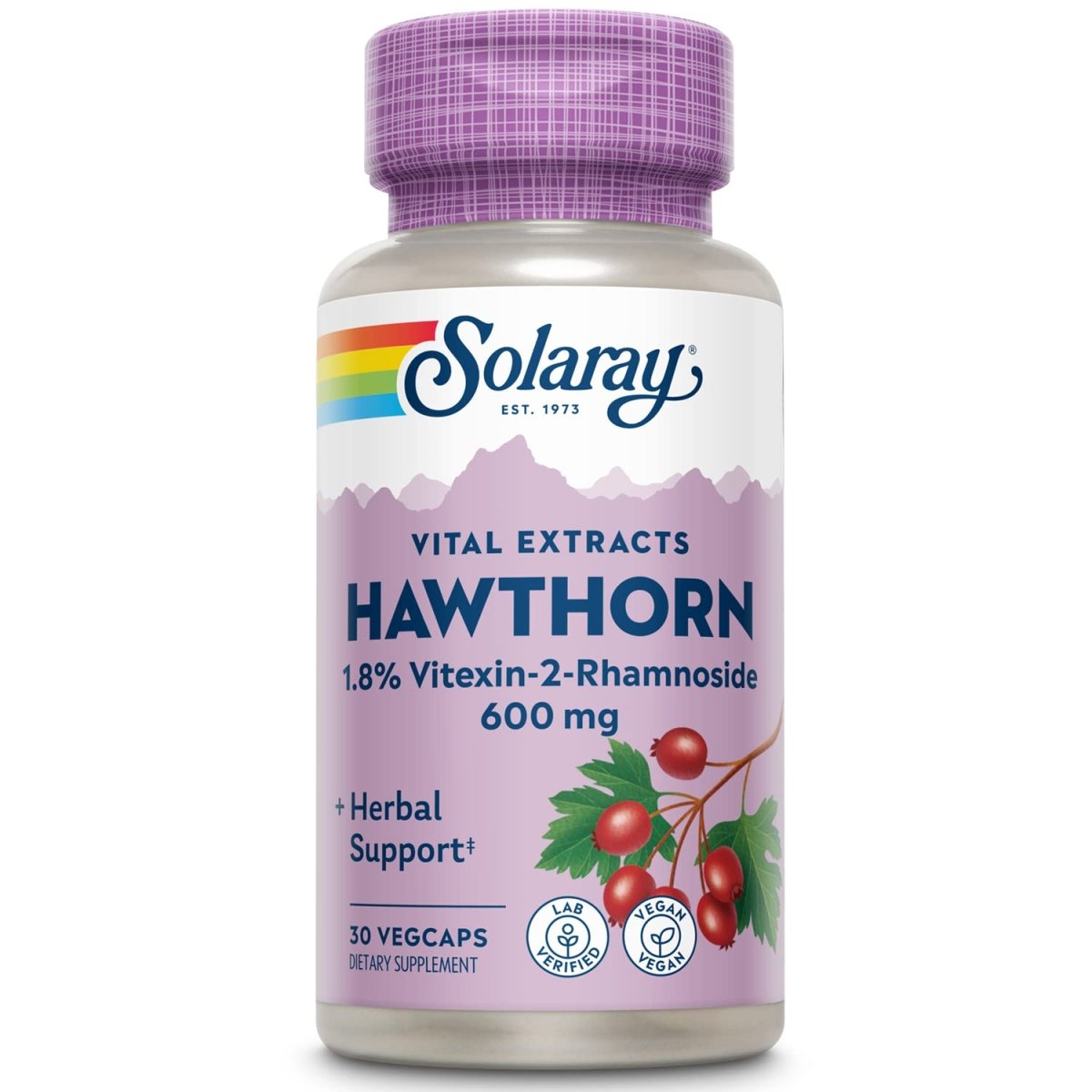 SOLARAY One Daily Hawthorn Extract Supplement, 600mg 30 Count