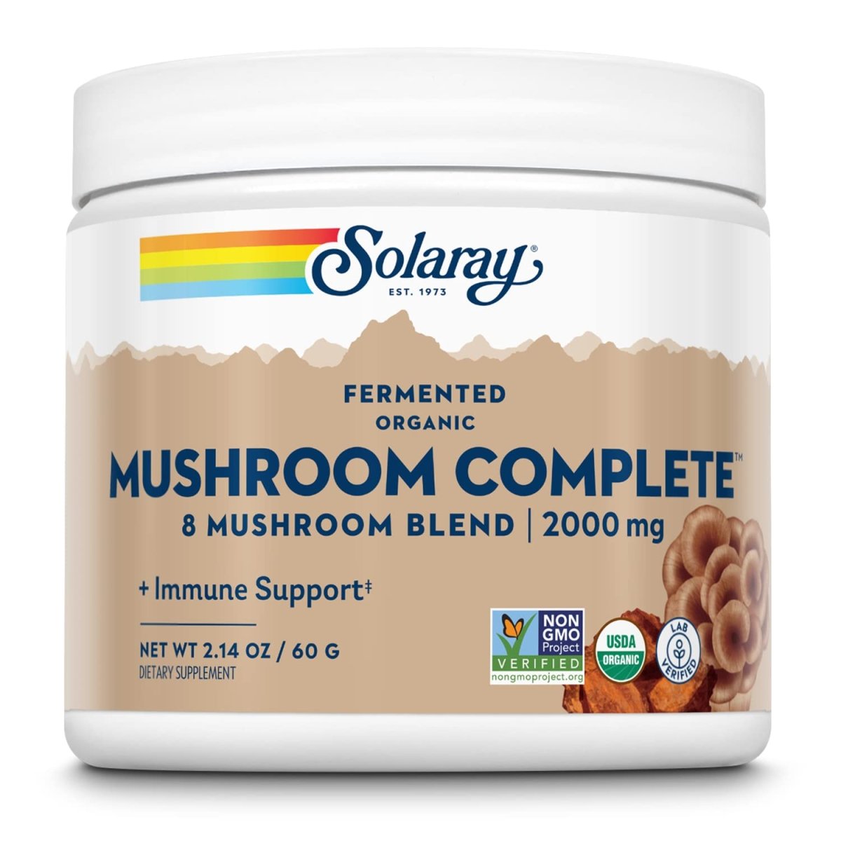 Solaray Organic Fermented Mushroom Complete Organic, Powder (Btl-Plastic) 2000mg 60g
